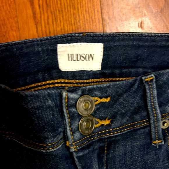 Hudson cuffed distressed dark denim jeans. Size 28. EUC - Picture 3 of 5